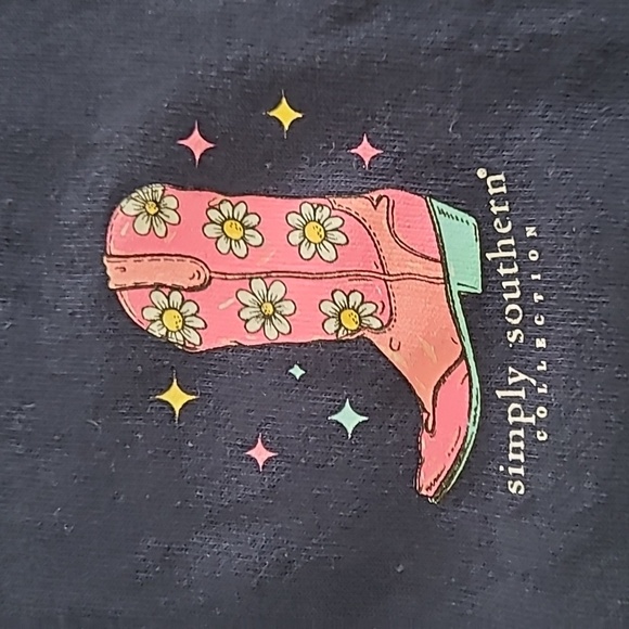 Simply Southern Navy Shirt with Pink Cowboy Boots Design size Medium - Picture 5 of 8